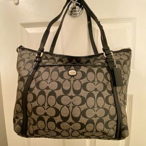 Large black signature Coach bag, about 10x11